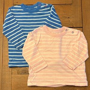 Primary Striped Long Sleeve Tees - Blue and Pink